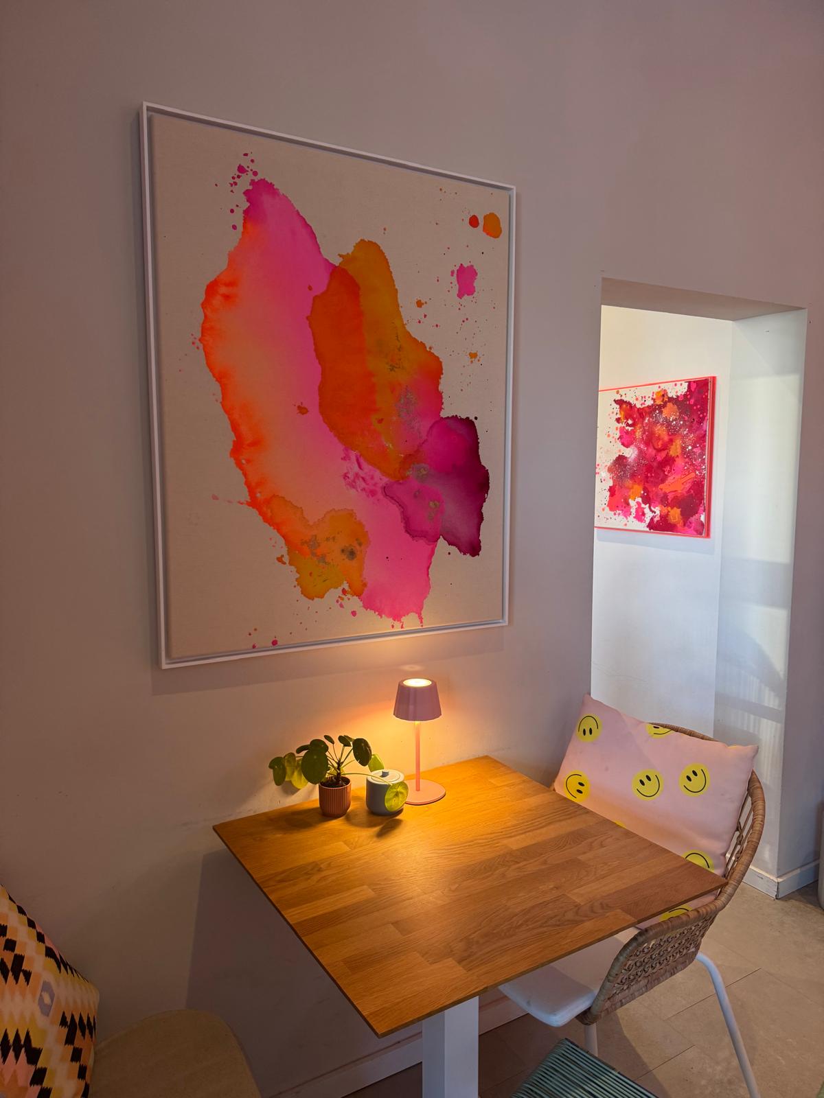 Sommersehnsucht, 2025, Acryl und Gold auf roher Baumwollleinwand